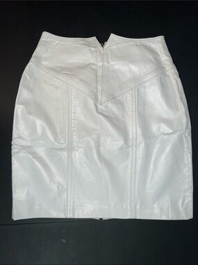 White Genuine Leather Pencil Skirt